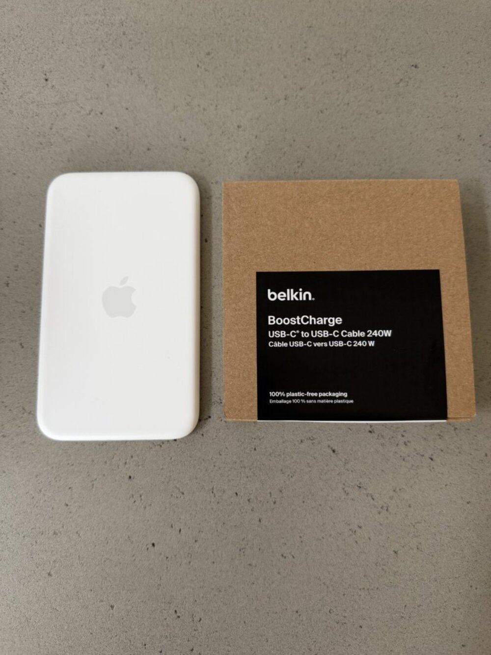 Apple iPhone Air MagSafe Battery + Belkin 240W USB-C Cable — White, Used Once
